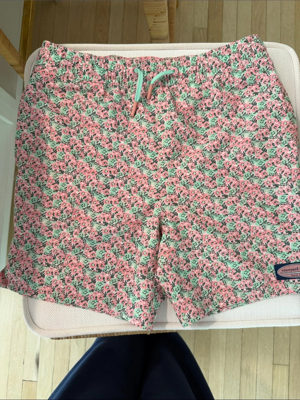 Vineyard Vines Pink and Mint Floral swim trunks